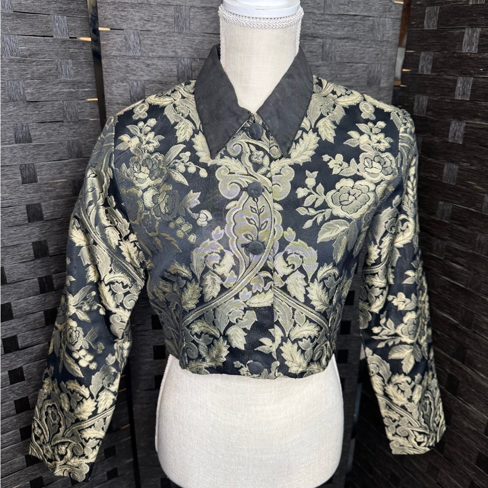 Elegant Black and Gold Brocade Jacket